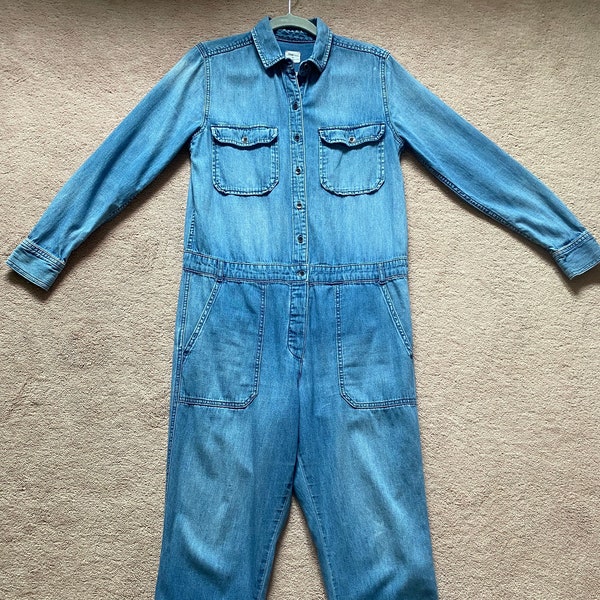 GAP Denim Jumpsuit Boiler Suit - Medium - Jean Romper Utility Playsuit Coveralls With Pockets - Casual Chambray Jumpsuit