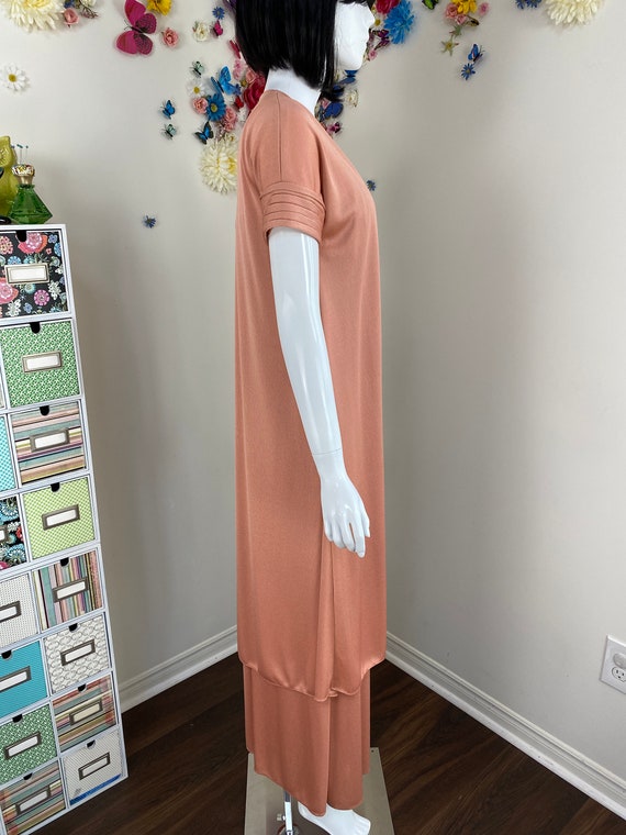 70s Dusty Rose Peach Maxi Dress With Duster Jacke… - image 7