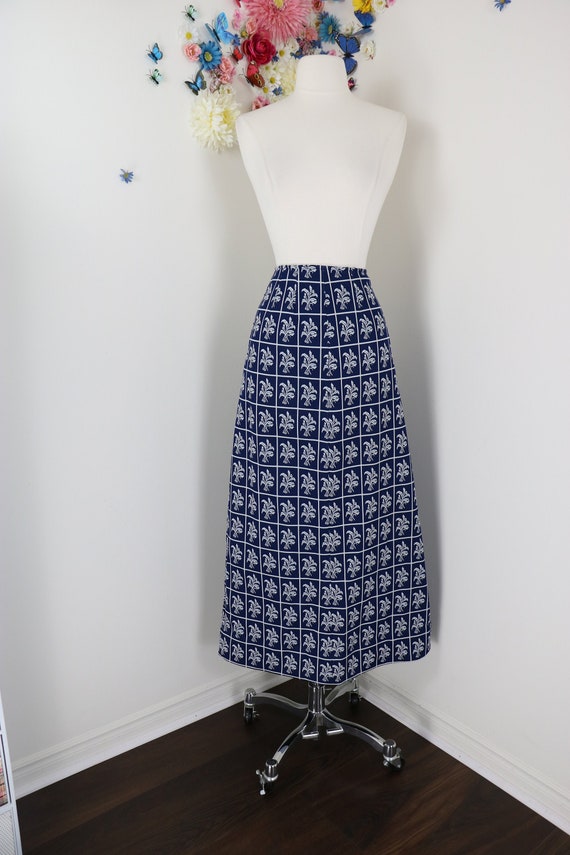 Vintage 60s 70s Maxi Prairie Skirt - 1970s Blue W… - image 1