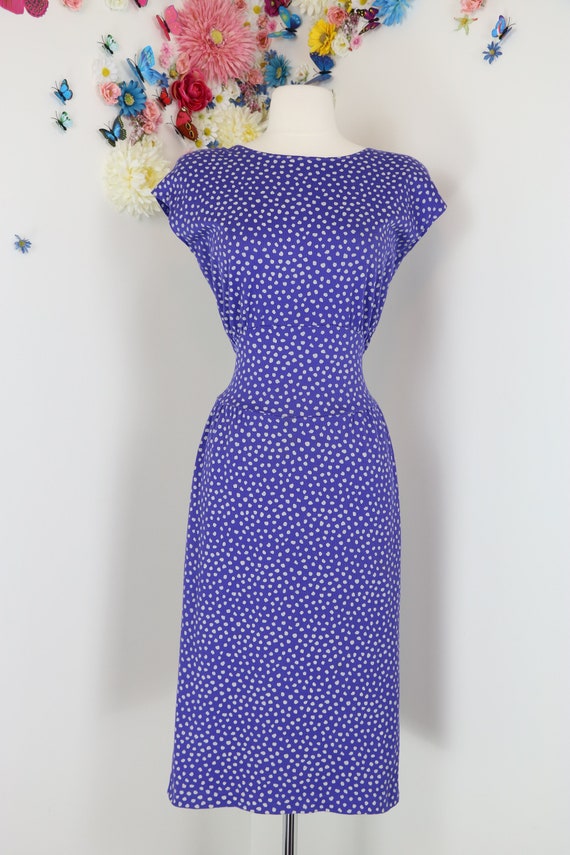 1980s Does 50s Vintage Polka Dot Wiggle Dress - B… - image 3