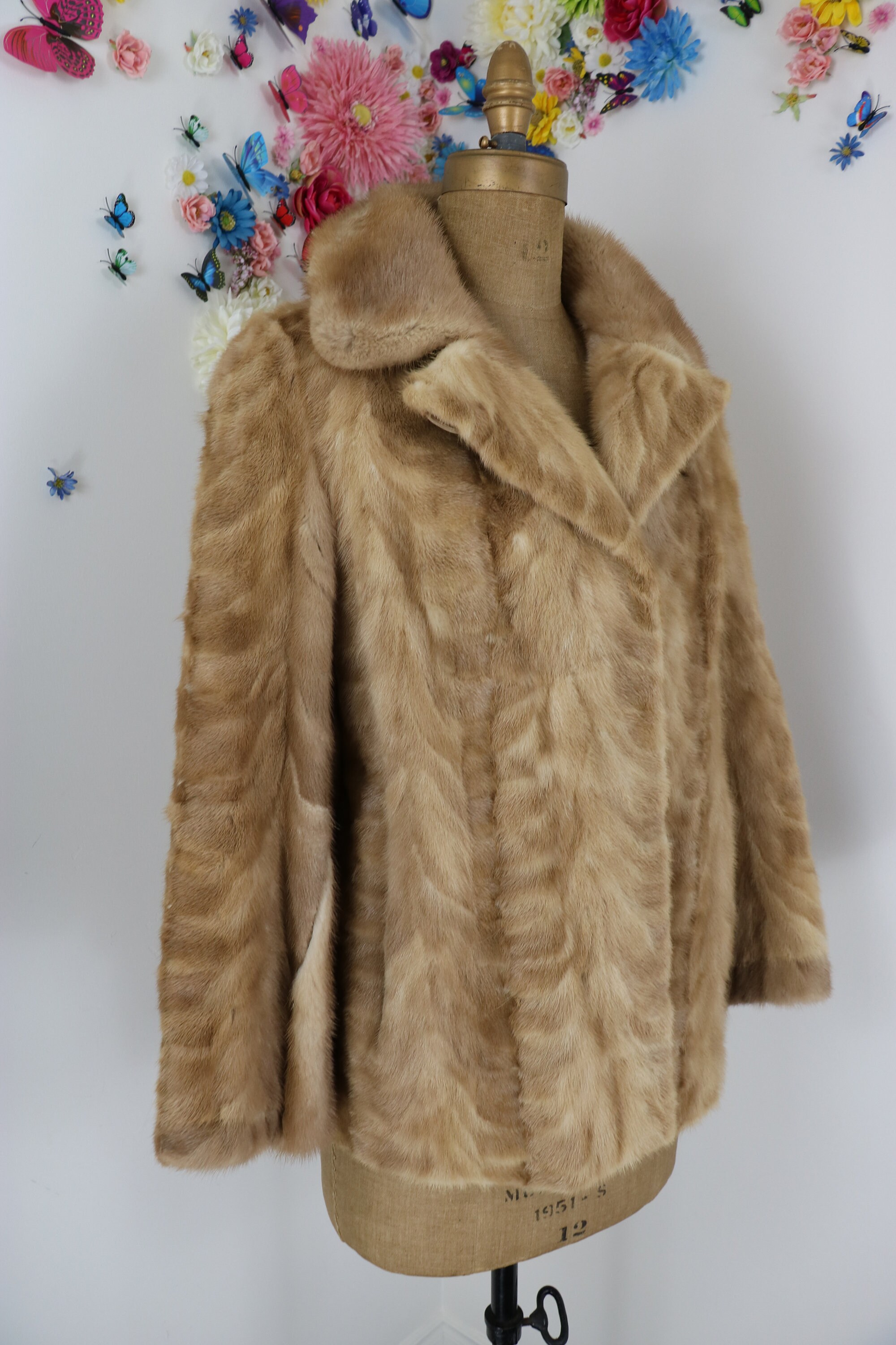 Vintage Golden Light Brown Mink Fur Coat Mid Length 50s 60s | Etsy