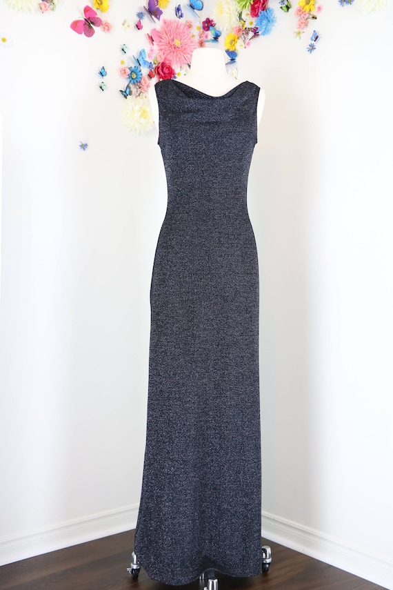 1970s Lurex Evening Maxi Dress - S/M - Vintage Cow