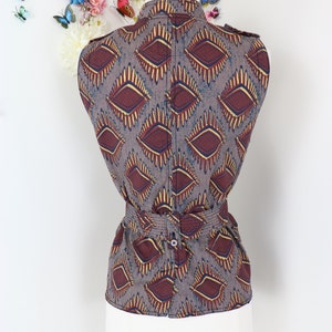Vintage Vest ANTHROPOLOGIE ELEVENSES Safari Vest Jacket Tribal Print Fall Vest Jacket Businesscore Boho Vest - Small image 9