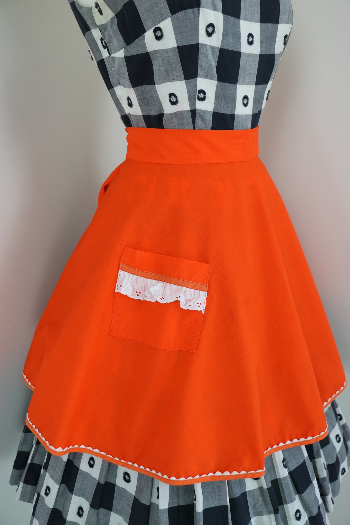 Vintage Apron 1950s Handmade Half Apron With Pocket Rick Etsy