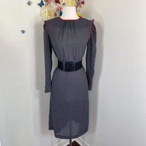Vintage Black Check Dress Preppy Mod Secretary Day Dress Lunch Date Night Evening Cocktail Wear To Work Modest Church Dress - M