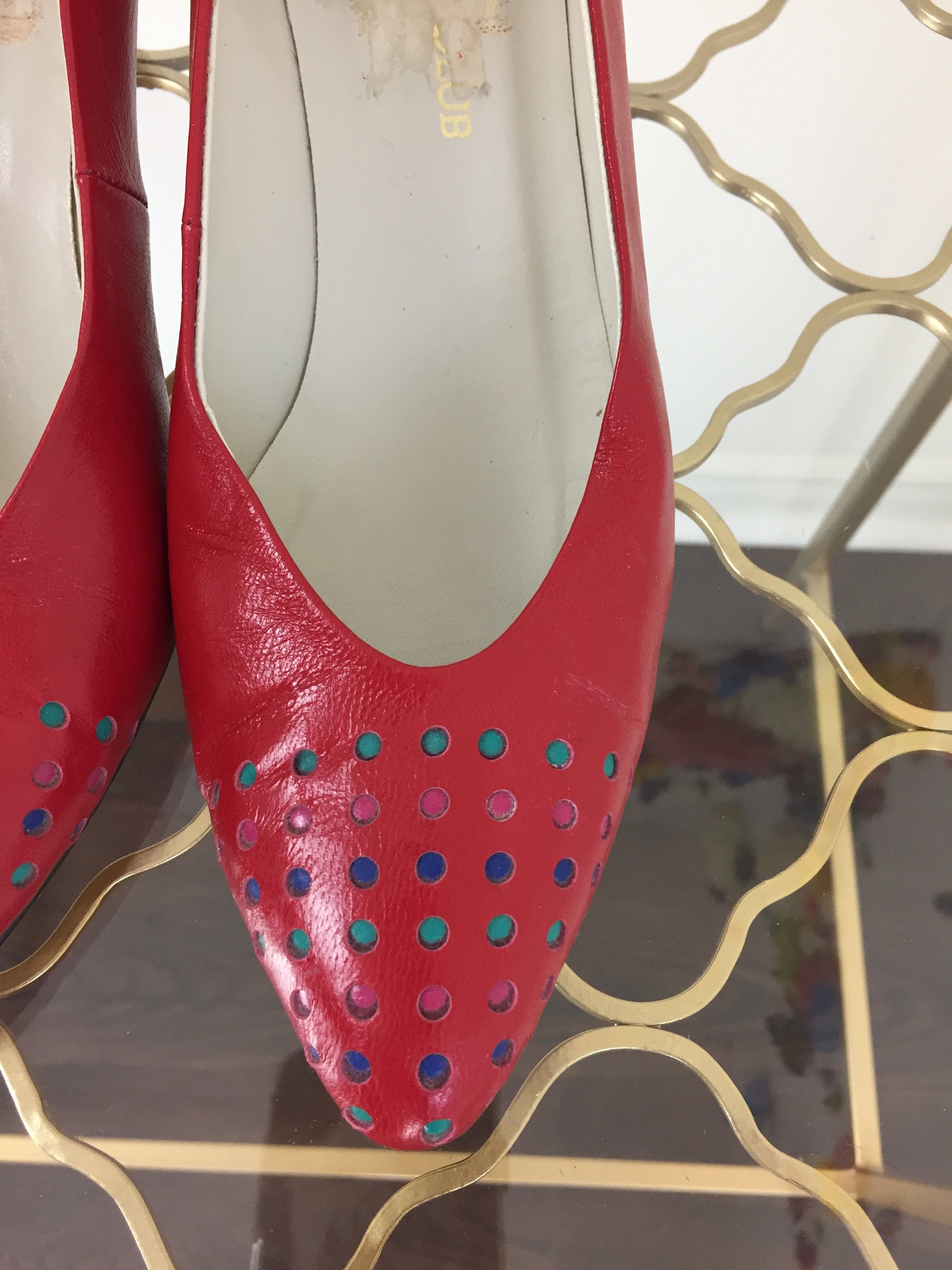 red polka dot pumps