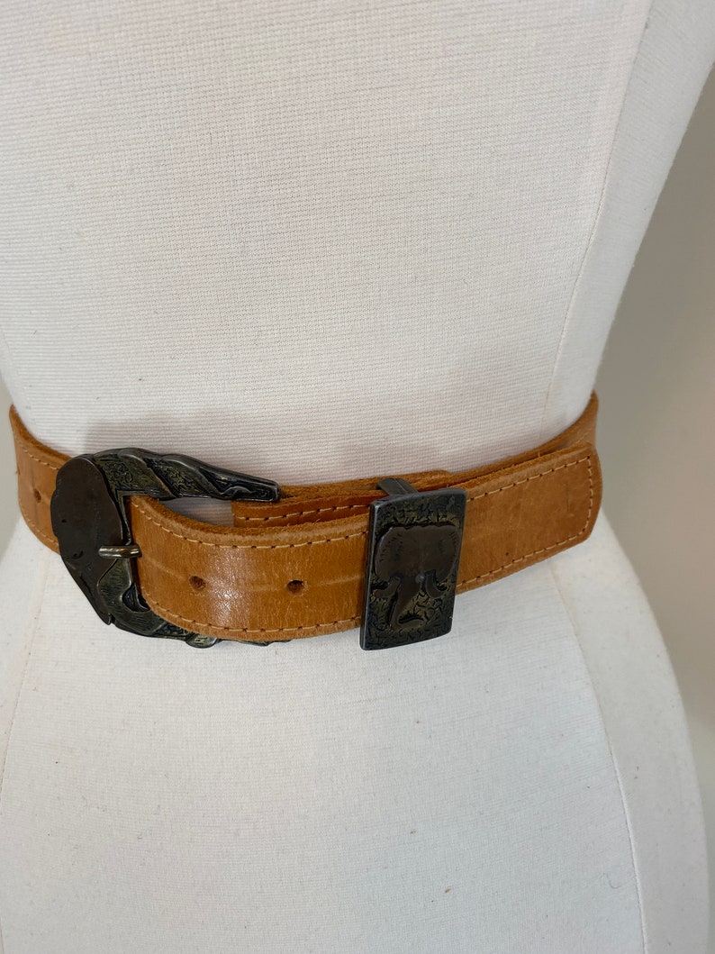 Unique African Safari Elephant Leather Belt S/M 27 Etsy