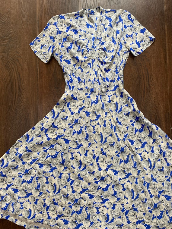 Women Vintage Loose Silk Loose Dresses Summer Blue Outfits Q28058