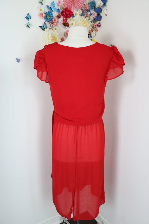 70s 80s TOBI Red Sequin Evening Dress - Vintage 1… - image 8