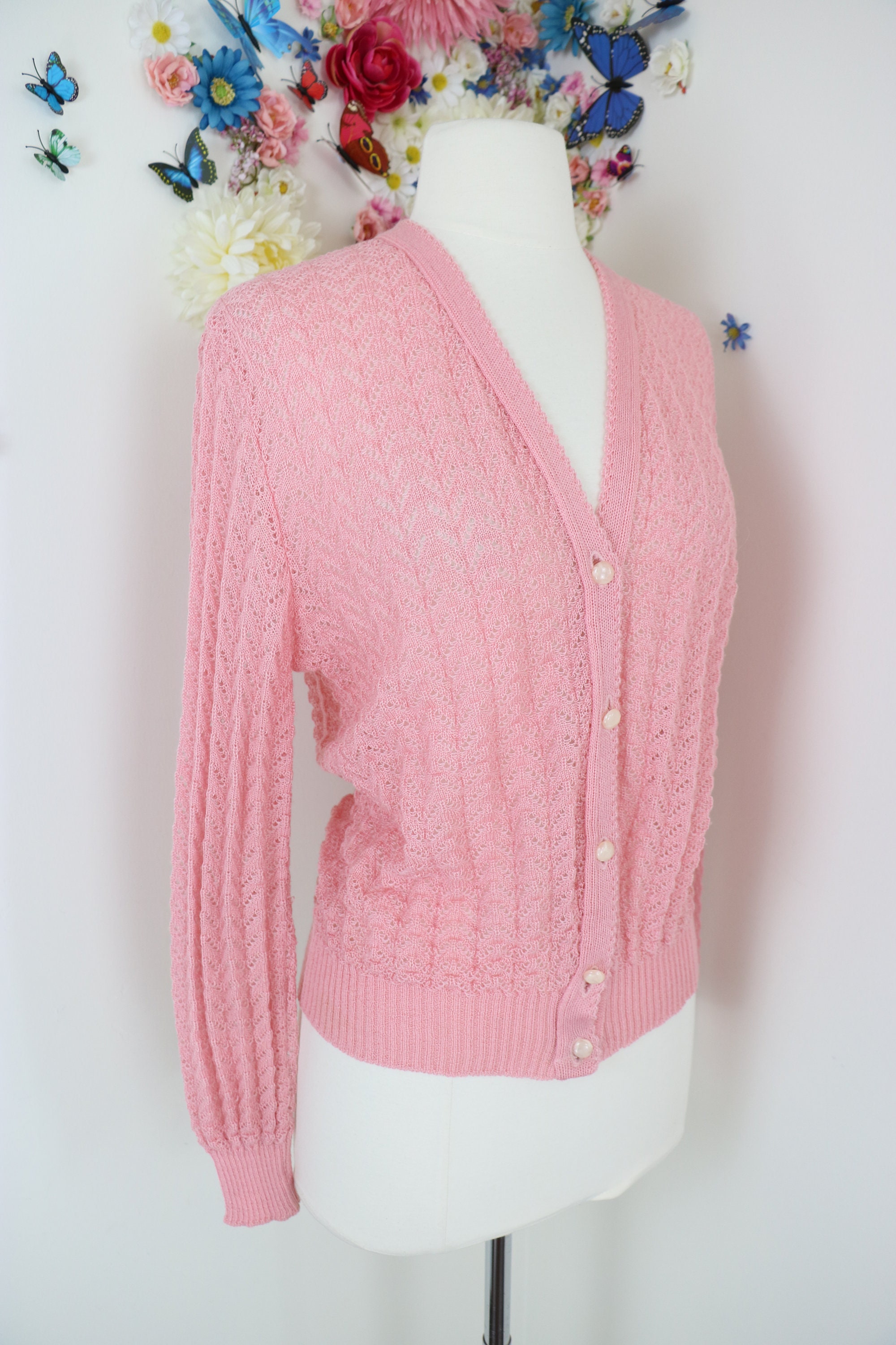 vintag pink cardigan