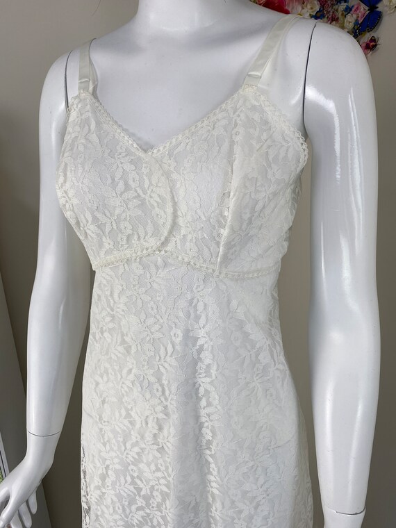 Vintage 60s White Lace Slip Lingerie - LOVE-LINES… - image 3