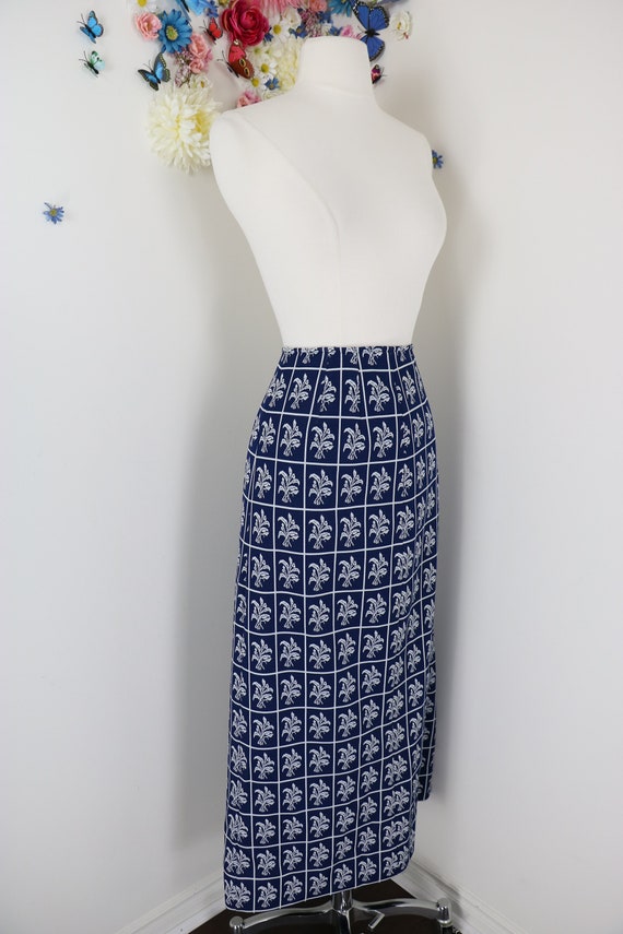 Vintage 60s 70s Maxi Prairie Skirt - 1970s Blue W… - image 8