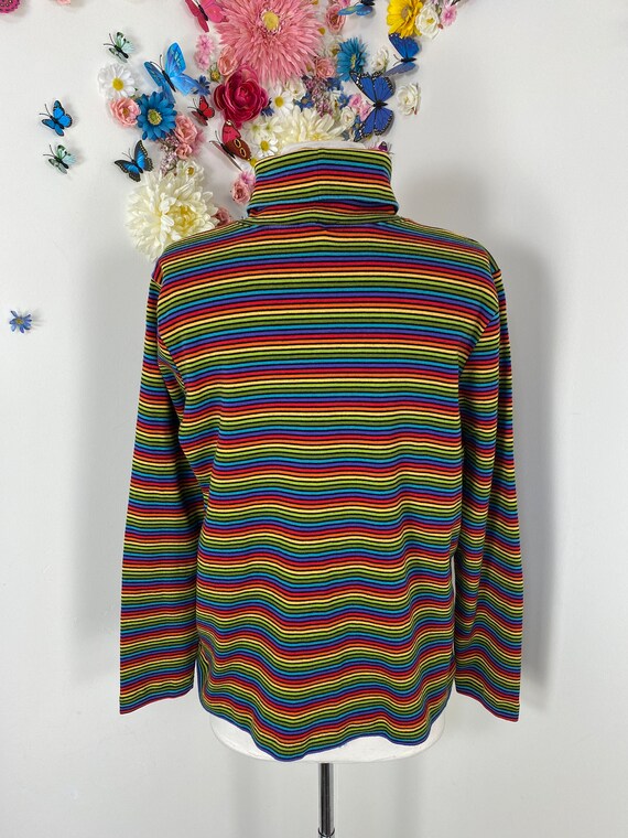 Rainbow Striped Turtleneck Knit Sweater by JONES NY Vintage - Etsy UK