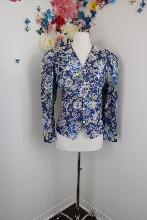 Garden Romantic Blue Floral Blouse Garden Romantic Blue Floral Blouse