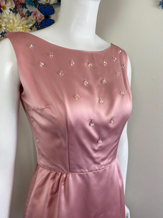 Vintage Evening Dress 60s Pink Satin Beaded Dress Special Occasion Jewelled  Formal Event Cocktail Party Wedding Guest Mini Wiggle Dress XXS - Etsy  Australia