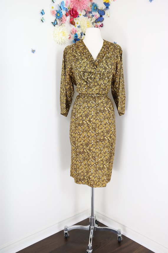 Vintage 30s 40s Mod Dress - L/XL - Handmade - Even