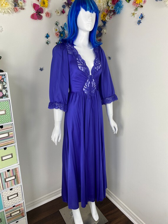 OLGA Purple Lace Nightgown Lingerie Negligee - Vi… - image 4