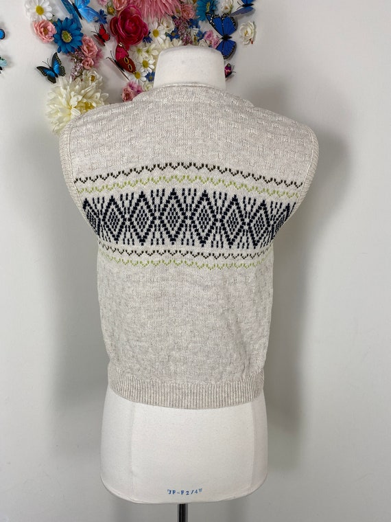 90s Fair Isle Knit Sweater Vest Waistcoat - Vinta… - image 8