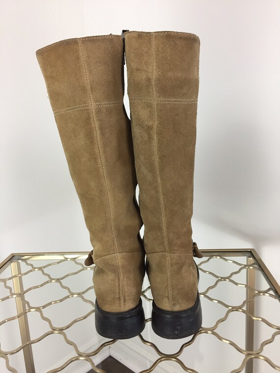 1970s 80s Vintage Brown Suede Campus Boots - Moto… - image 9