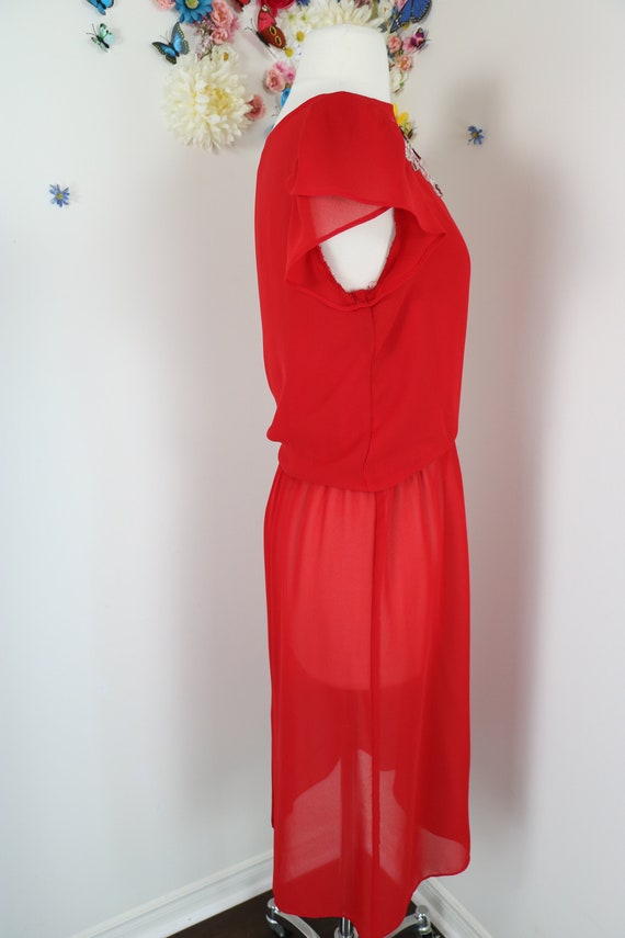 70s 80s TOBI Red Sequin Evening Dress - Vintage 1… - image 6