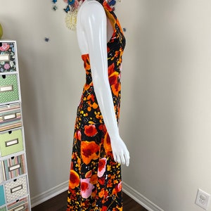 70s Floral Halter Maxi Dress By WMG Junior Original Vintage 1970s Hostess Evening Cocktail Party Summer Garden Party Dress XS image 6