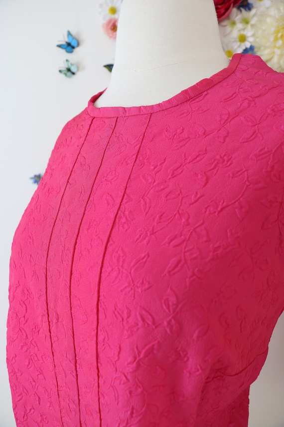 Mod 60s 70s Pink Summer Top - Handmade Floral Tex… - image 1