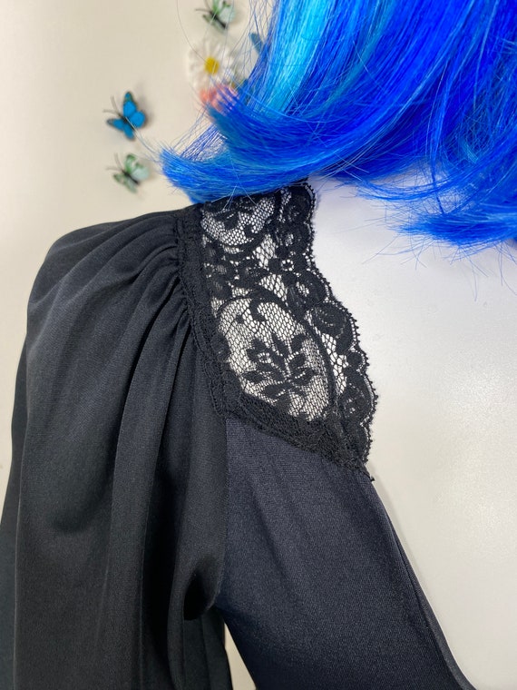 OLGA Black Lace Nightgown Lingerie - Vintage 1980… - image 4
