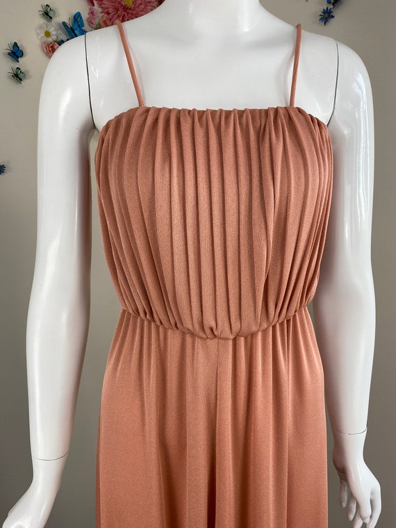 70s Dusty Rose Peach Maxi Dress With Duster Jacke… - image 2