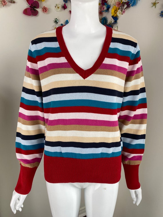 TOMMY HILFIGER Rainbow Striped Knit Pullover Top … - image 3