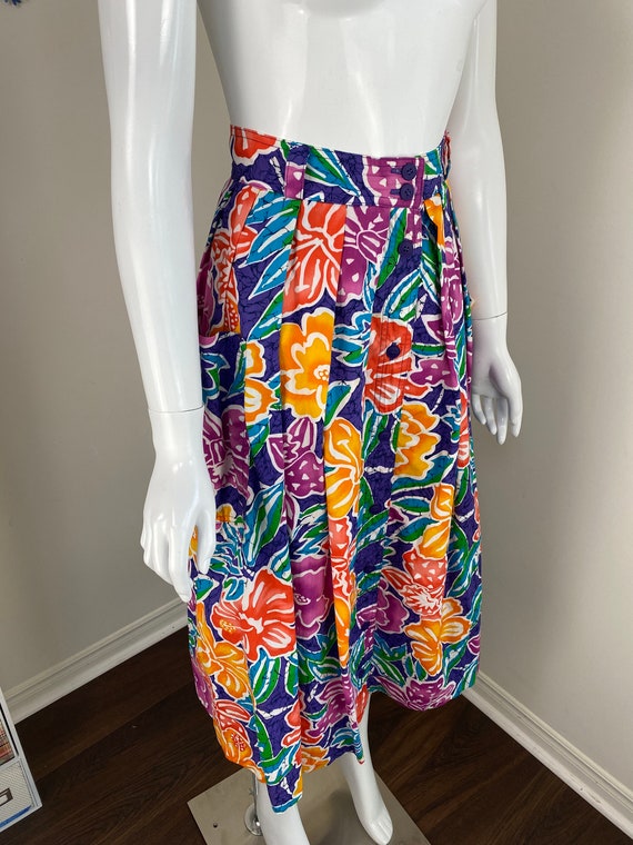 LIZ SPORT Floral Pleated Summer Skirt With Pocket… - image 4