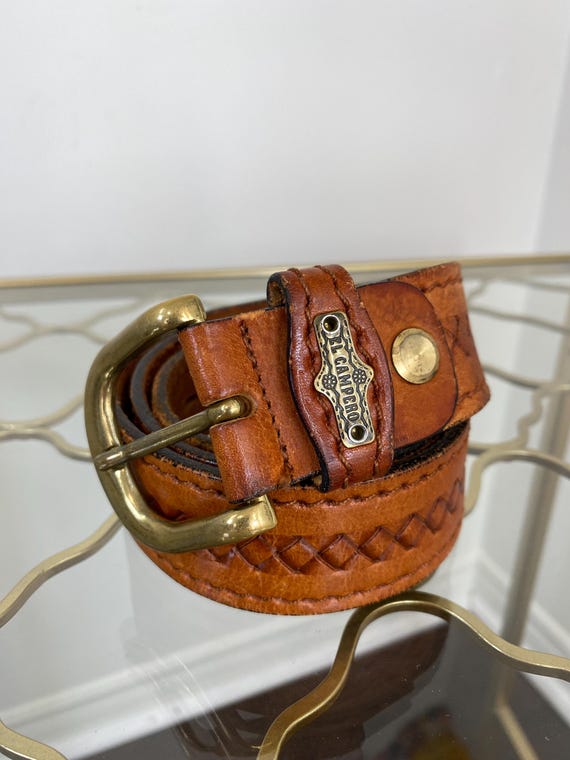 Vintage EL CAMPERO Belt Braided Brown Leather Western Belt  display picture 1