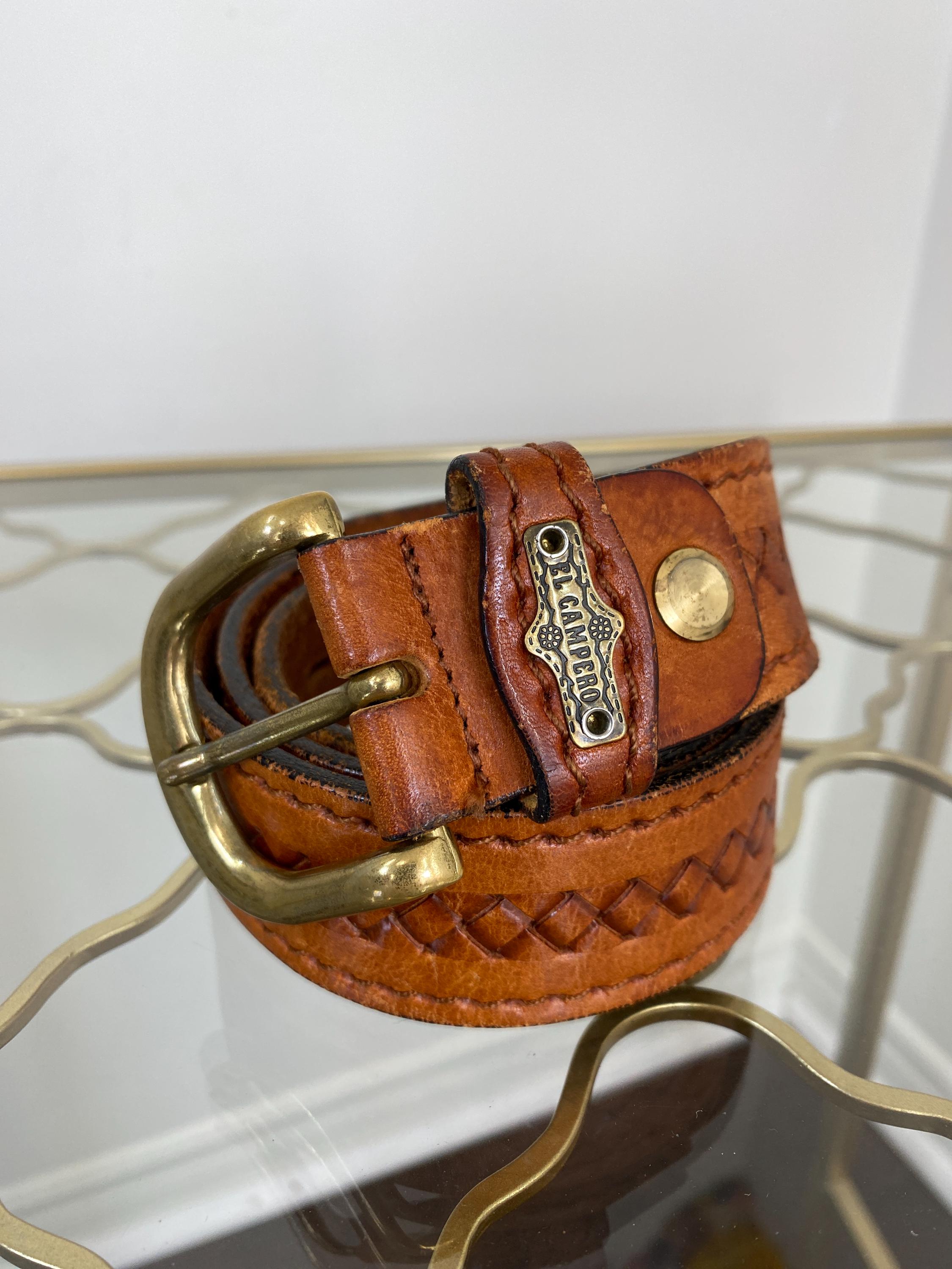 Campillo Belt Leather Braided Yute Dark Brown Silver Coated Handmade Mexican NWT Womens Mens Unisex MEXICO LEATHER STAMPED Western Cowgirl  main image 3