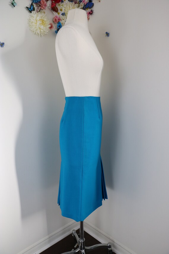 Vintage 80s 90s Blue Pencil Skirt - Small 27" Acc… - image 6