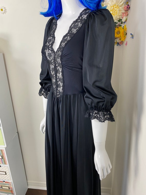 OLGA Black Lace Nightgown Lingerie - Vintage 1980… - image 8