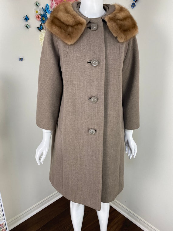 Vintage 50s 60s SIMPSONS Swing Coat - Brown Fur C… - image 4