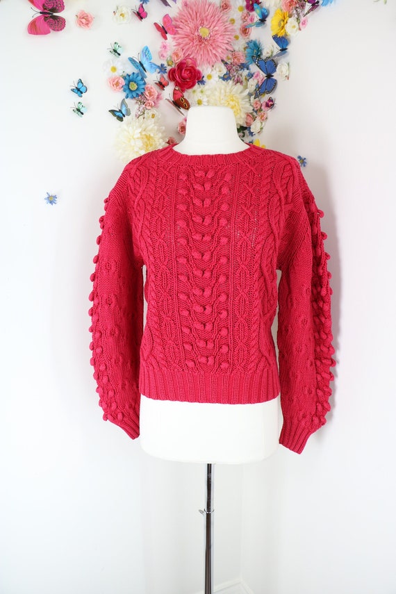 Textured Bobble Pom Pom Cable Knit Sweater OUTLANDER Etsy