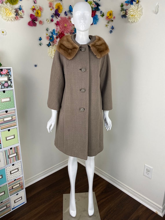 Vintage 50s 60s SIMPSONS Swing Coat - Brown Fur C… - image 2