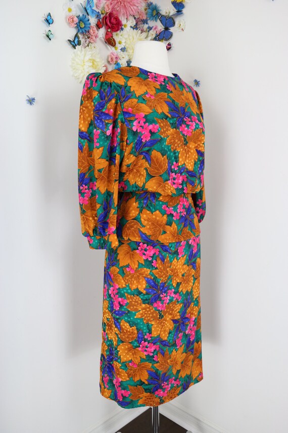 Vintage 80s Does 40s Floral Dress Skirt Suit - 19… - image 6