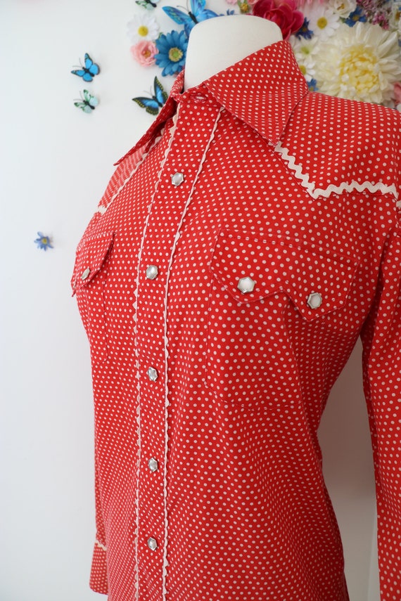 Vintage 50s 60s Polka Dot Rockabilly Country West… - image 7