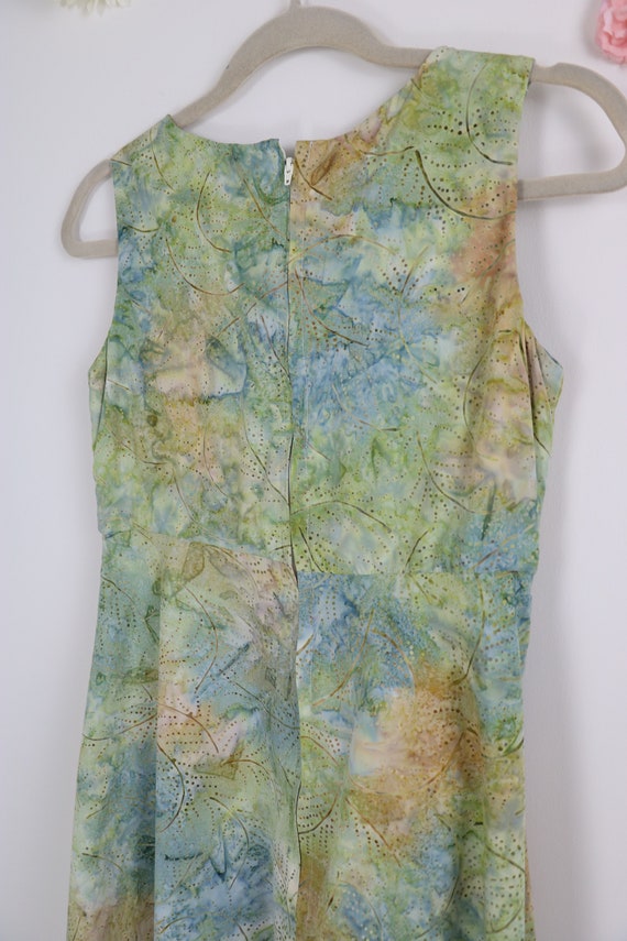 1970s Vintage Cotton Midi Dress - XS/S - Watercol… - image 7
