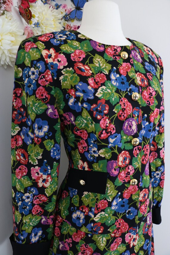 Vintage 80s Does 30s Floral Day Dress - XS/S 26" -