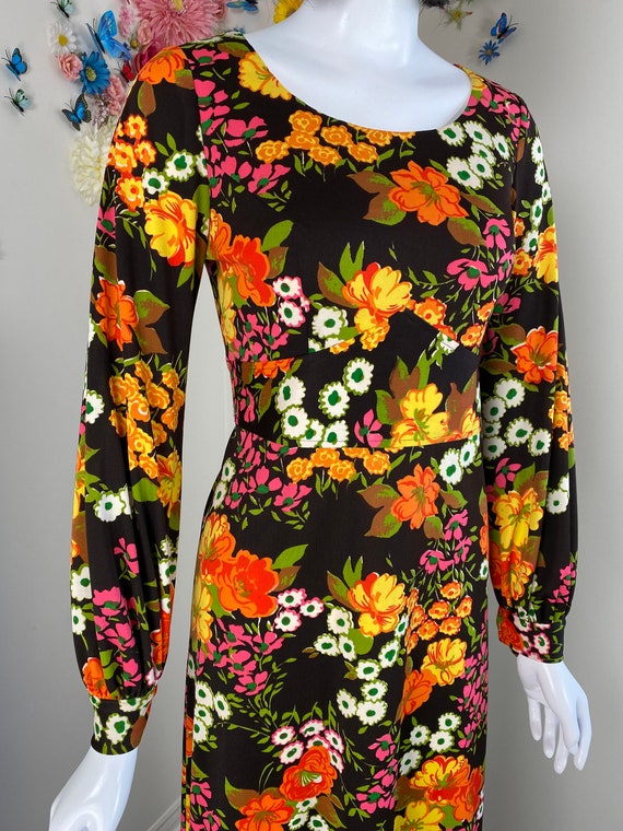 70s Floral Print Maxi Dress - Vintage 1970s Groov… - image 7