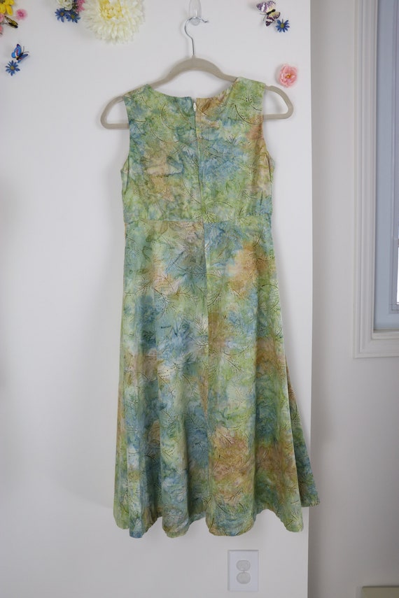 1970s Vintage Cotton Midi Dress - XS/S - Watercol… - image 6