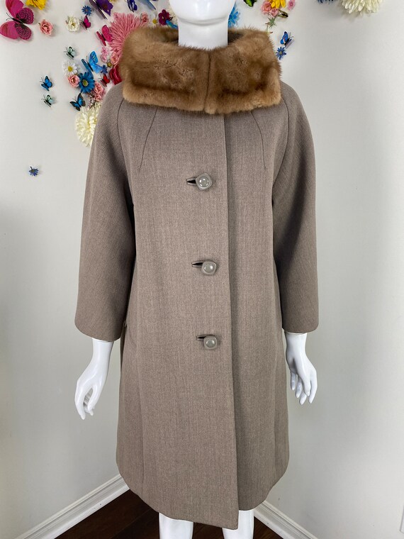 Vintage 50s 60s SIMPSONS Swing Coat - Brown Fur C… - image 3