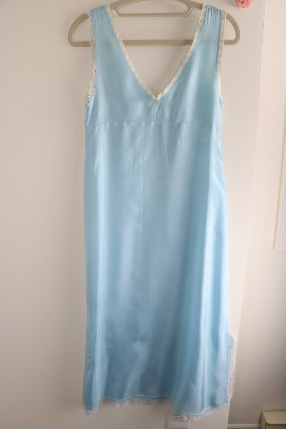 Vintage 40s 50s Light Blue Slip Lingerie - Long S… - image 2