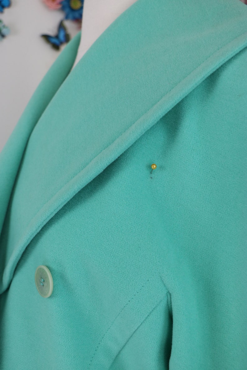 1980s Vintage ESCADA Designer Blazer Double Breasted Jacket Pastel Mint Green Angora Wool Cashgora 38 EU S/M US Classic Timeless image 9