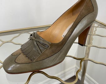 CELINE Grüne Pumps High Heel Fransen Designer Abendschuhe - 5.5