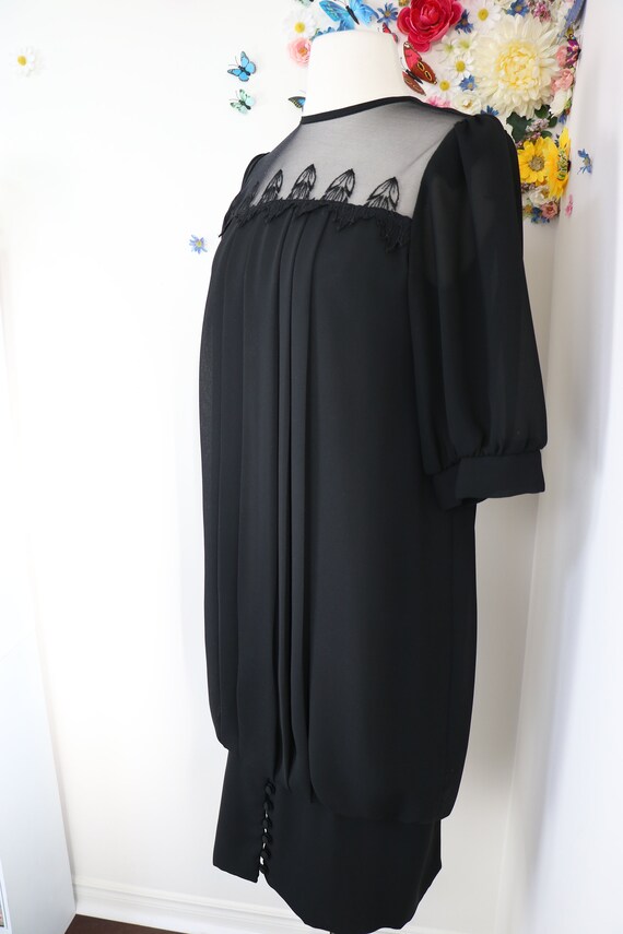 Vintage 80s Does 20s Black Evening Dress - Vintag… - image 5