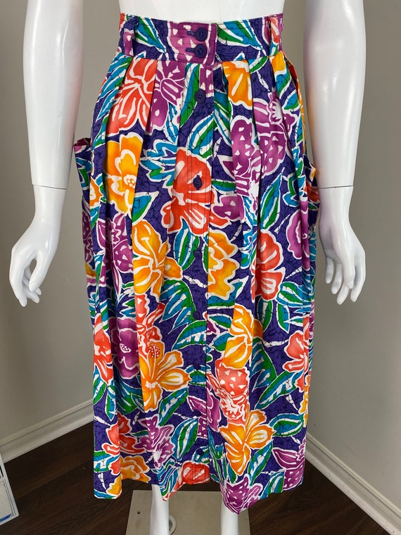 LIZ SPORT Floral Pleated Summer Skirt With Pocket… - image 3