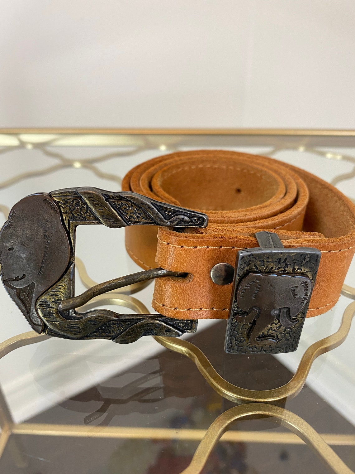 Unique African Safari Elephant Leather Belt S/M 27 Etsy